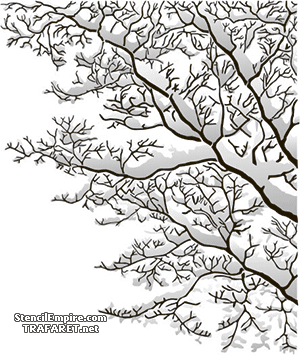 Trädgren inslagna i snö - schablon för dekoration