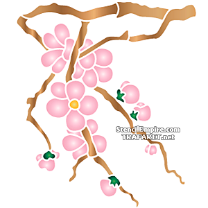 Keväällä kukkiva kirsikkapuu A - koristeluun tarkoitettu sapluuna