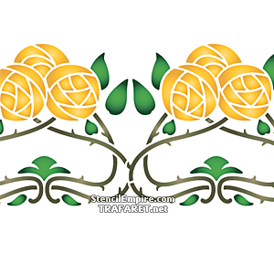 Jugend gula rosor B - schablon för dekoration