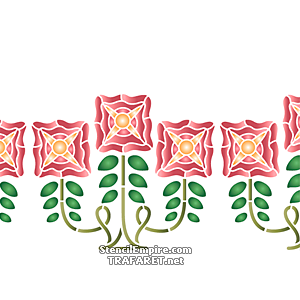 Oksa ja kolme kukkaa B - koristeluun tarkoitettu sapluuna