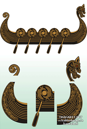 Viikinkien laiva - koristeluun tarkoitettu sapluuna