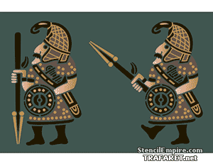 Kaksi soturia - koristeluun tarkoitettu sapluuna