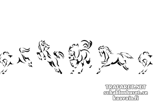 Tapettiboordi: neljä hevosta - koristeluun tarkoitettu sapluuna