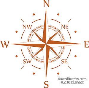 Stor kompass - schablon för dekoration