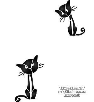 Två katter - schablon för dekoration