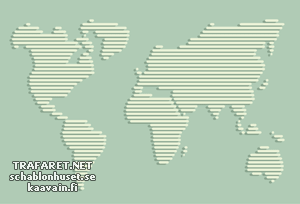 Maailmankartta vaakaviivoin - koristeluun tarkoitettu sapluuna