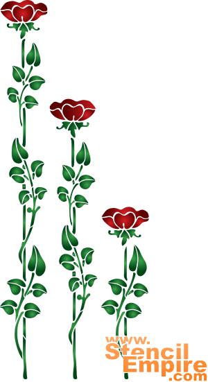 kolme ruusua - koristeluun tarkoitettu sapluuna