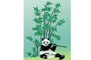 Panda och bambu 1 - löv och växter schabloner