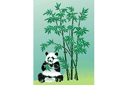 Panda och bambu 3 - löv och växter schabloner
