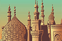 Minareter i Gamla Kairo - schabloner på världsberömda arkitekturteman