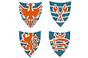 Shields och emblem - schabloner i olika klassiska stilar
