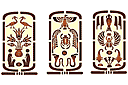 Kolme kääröä - sapluunat egyptin taiteen kanssa