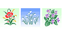 Vallmo, snödroppe, viol - stenciler olika motiv blommor