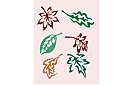 Sex blad - löv och växter schabloner