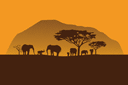 Afrikkalainen maisema - eläinten maalaussapluunoita