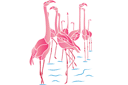 punaiset flamingot - eläinten maalaussapluunoita