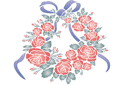 ruusujen ja nauhojen medaljonki - sapluunat pyöreillä koristeilla