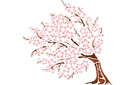 Sakura 4 - väggschabloner med träderna