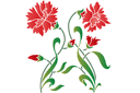 Röda nejlikor - stenciler olika motiv blommor