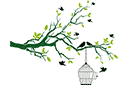 Ett träd gren med fåglar - väggschabloner med träderna