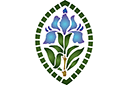 Iris i oval - stenciler olika motiv blommor