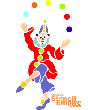 Klovni-jonglööri - koristeluun tarkoitettu sapluuna