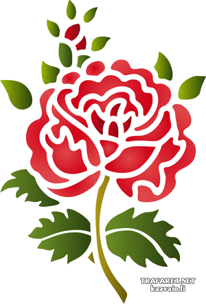 Venäläinen käsinkoristeltu ruusu 11a - koristeluun tarkoitettu sapluuna