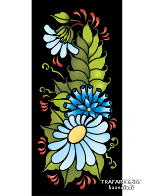 Venäläinen kukkaornamentti 08a - koristeluun tarkoitettu sapluuna