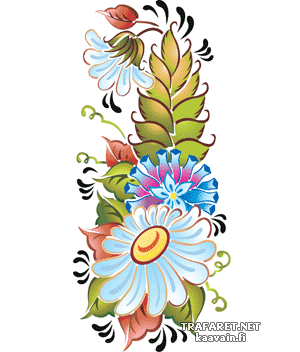 Venäläinen kukkaornamentti 08b - koristeluun tarkoitettu sapluuna