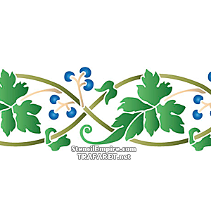 Bård med grenar och blåbär - schablon för dekoration