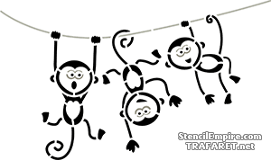 Kolme hauska apinaa - koristeluun tarkoitettu sapluuna