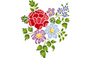 Venäläinen käsinkoristeltu kukkakimppu 26a - slaavilaiset kuviot sapluunat