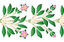Bård - grenar av vildrosa med blommor och knoppar - flora bårder med färdiga schabloner Bård - grenar av vildrosa med blommor och knoppar - flora bårder med färdiga schabloner