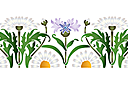 Bård - cornblommor bland kamomiler - flora bårder med färdiga schabloner Bård - cornblommor bland kamomiler - flora bårder med färdiga schabloner